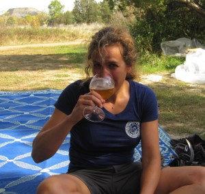 The first apres-ride beer. Cheers!