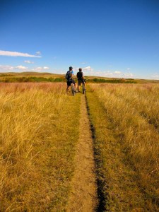 Single track through North Dakota Badlands