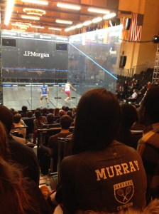 Harvard Squash cheers for Amanda Sobhy (vs. Raneem El Welily)