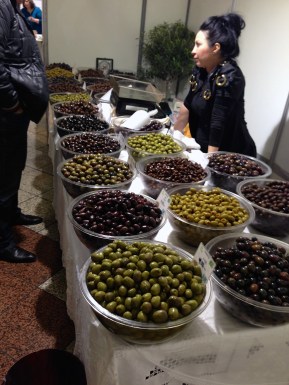 Many varieties of Greek olives at a market in Athens